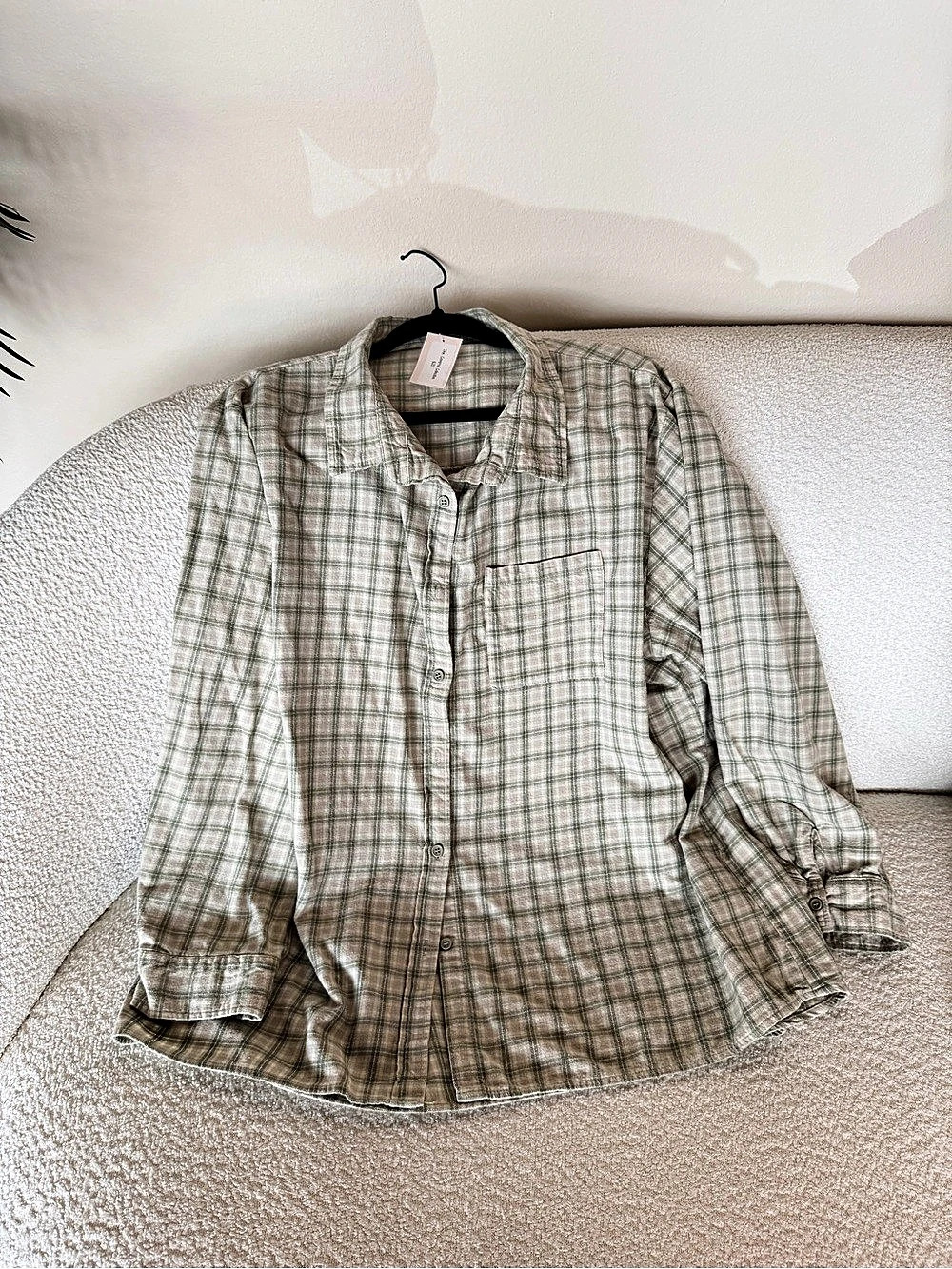 Cotton On Plaid Button Down in Green & Pink Like New